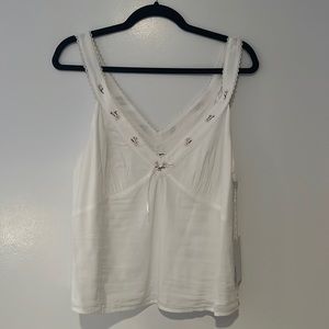 Reformation Capri Embroidered Lace Trim Floral Appliqué Tank